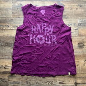 Life is Good Womens Purple Happy Hour Classic Fit Cotton Tee Tank Size Small